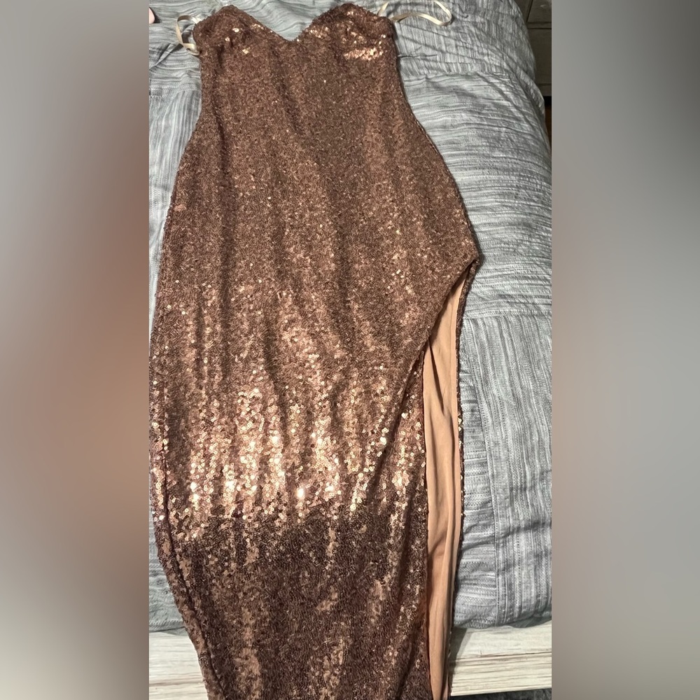 Rose gold sequin dress